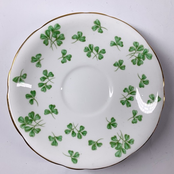 Aynsley England Green Shamrock Saucer Clover